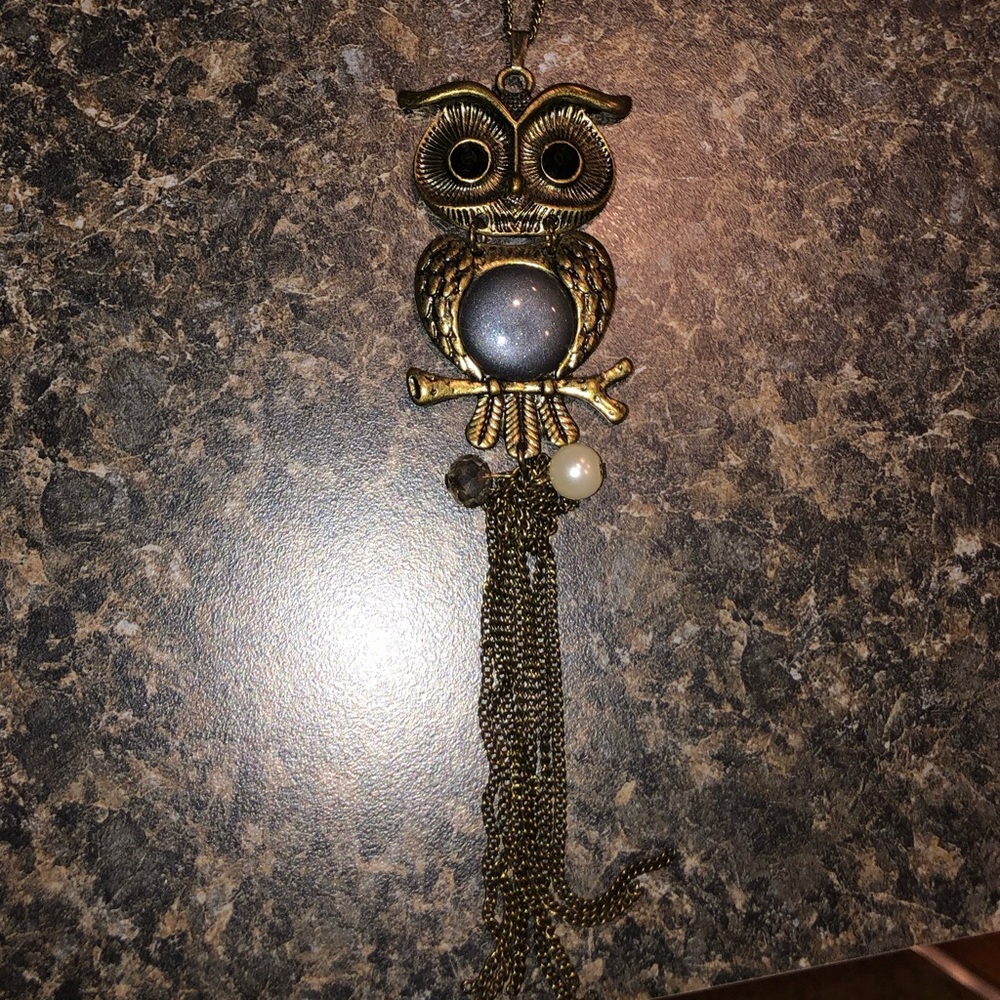 Long necklace w owl pendant